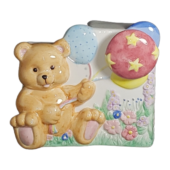 Charming Antique Napcoware Teddy Bear Balloon Music Box Planter Whimsical Nurser - Picture 2 of 6